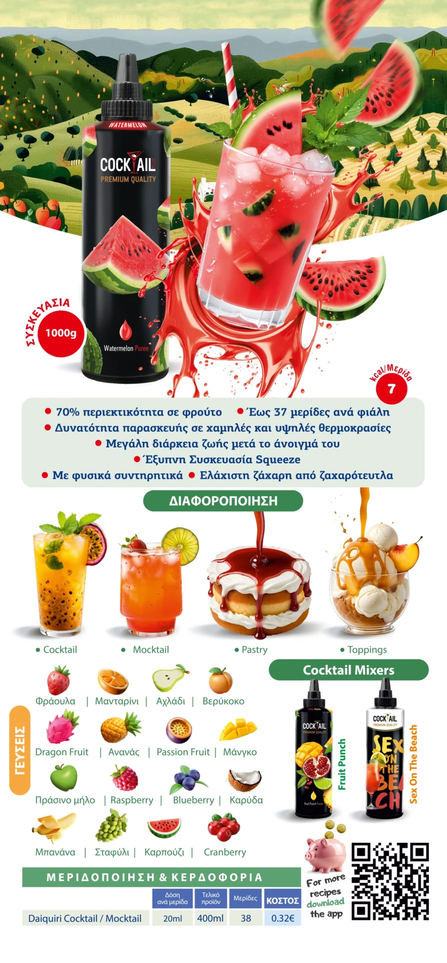 Coulis Purée Λευκό Σταφύλι Cocktail Plus Premium Quality 1000g